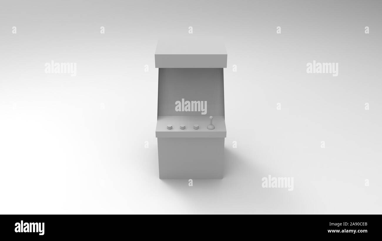 3D rendering di un gioco arcade macchina isolato in sfondo luminoso Foto Stock