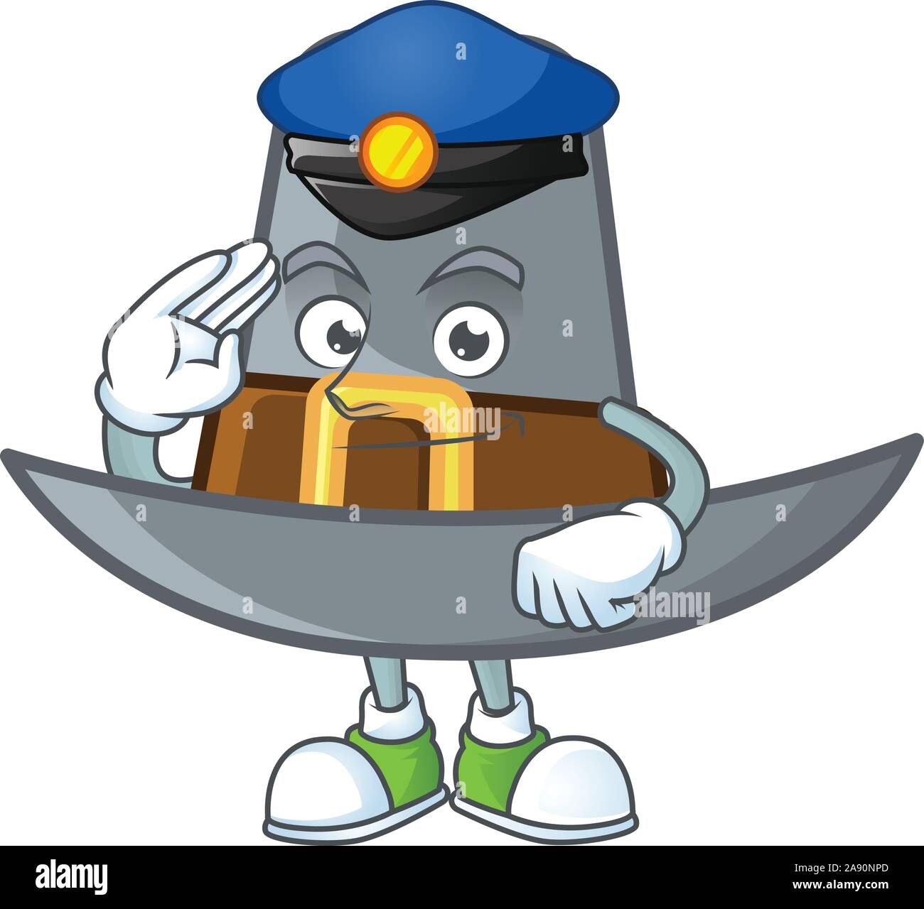 Pellegrino Design hat con carattere mascotte di polizia Illustrazione Vettoriale