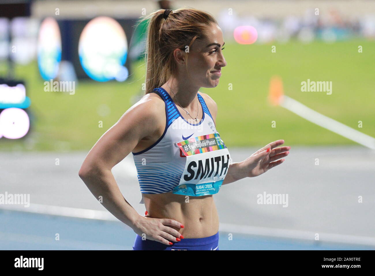 Ali Smith durante le donne 400m t37 finale al mondo IPC Athletics Championships Foto Stock