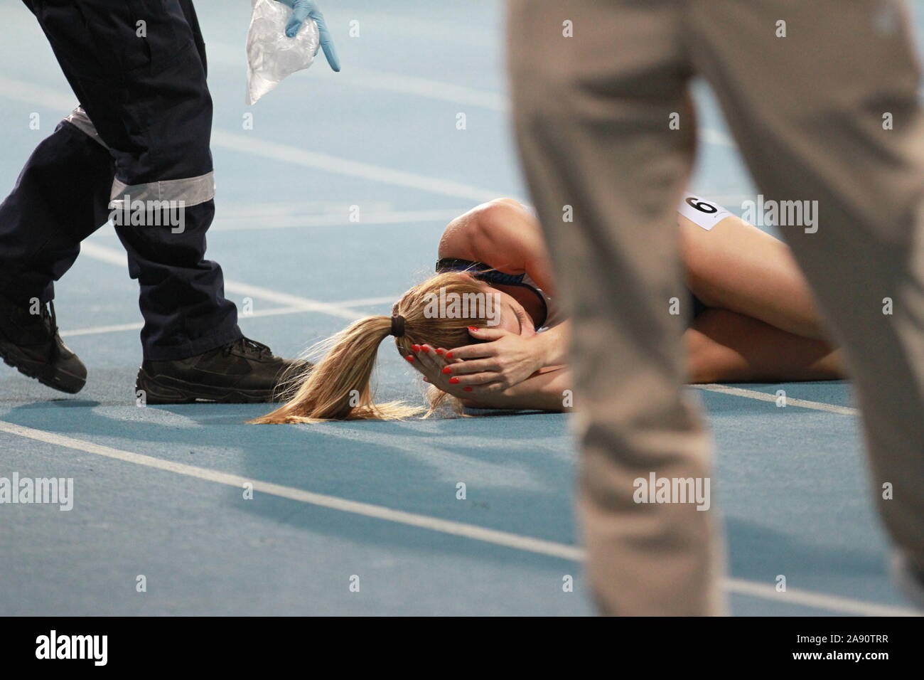 Ali Smith durante le donne 400m t37 finale al mondo IPC Athletics Championships Foto Stock