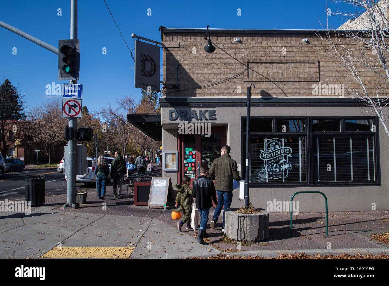 Drake Restaurant a Bend, Oregon, proprio di fronte al locale preferito Drake Park, all'incrocio tra Wall Street e Franklin. Foto Stock