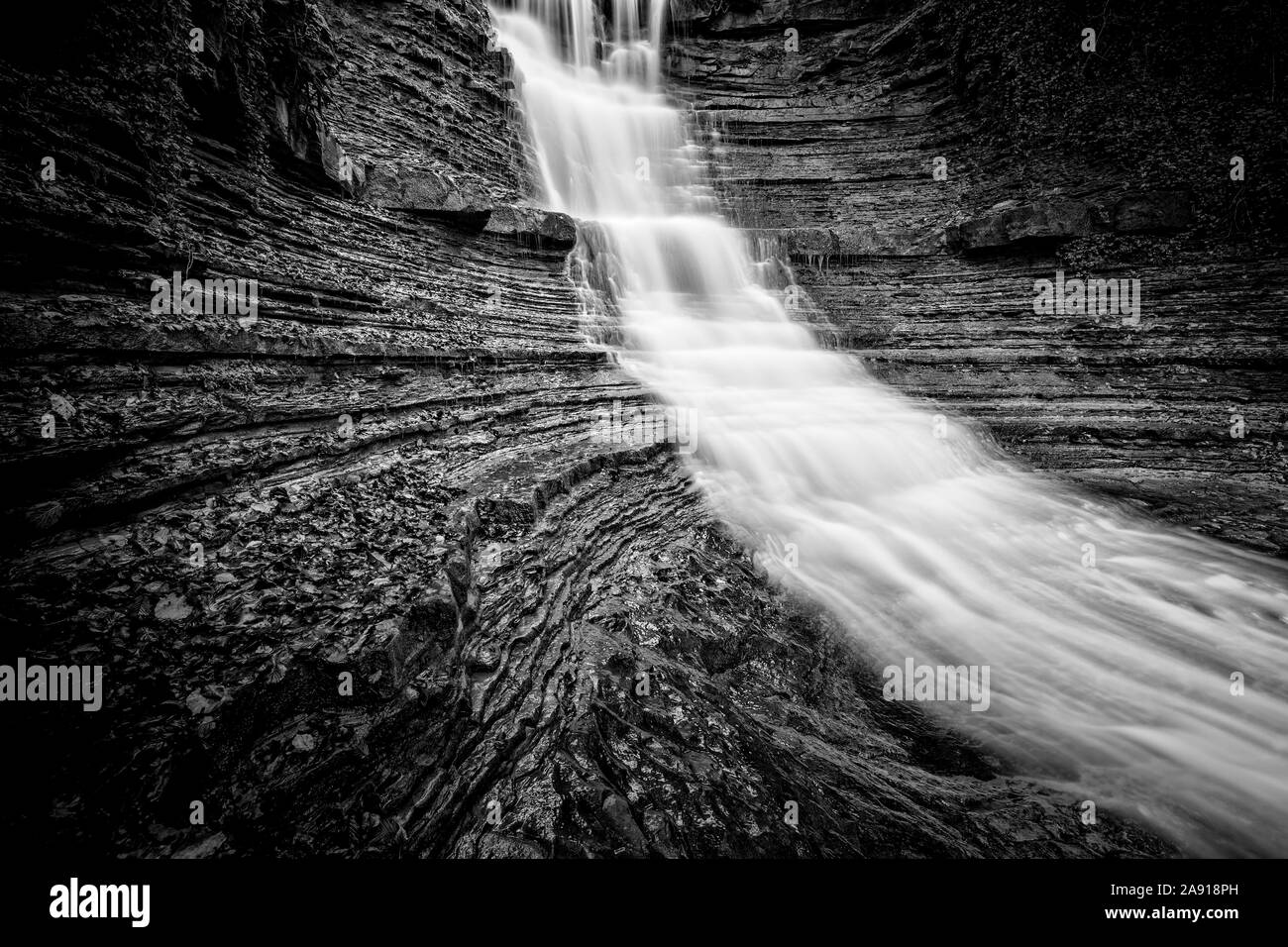 La cascata, la fotografia in bianco e nero Foto Stock