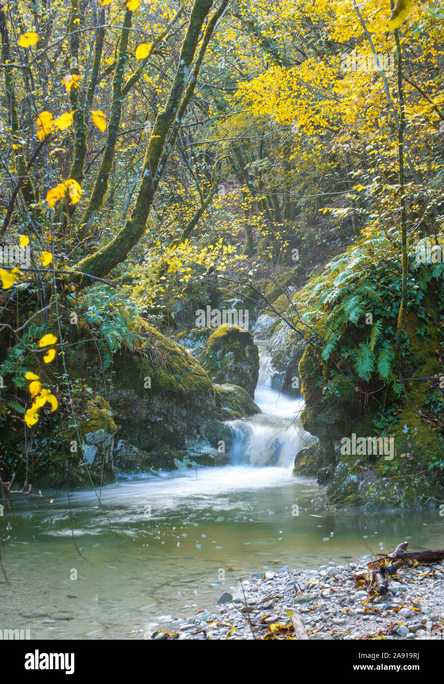 Monte Tancia (Rieti, Italia) - le suggestive cascate del torrente Galantina  in le montagne degli Appennini, denominato pozze del Diavolo, durante  l'autunno Foto stock - Alamy