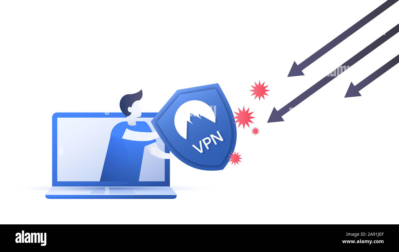 Oggi è importante per proteggere la tua identità online, così il modo più semplice è quello di utilizzare un servizio VPN. Non lasciate che gli hacker per spiare su di voi - Utilizzare un'applicazione VPN Foto Stock