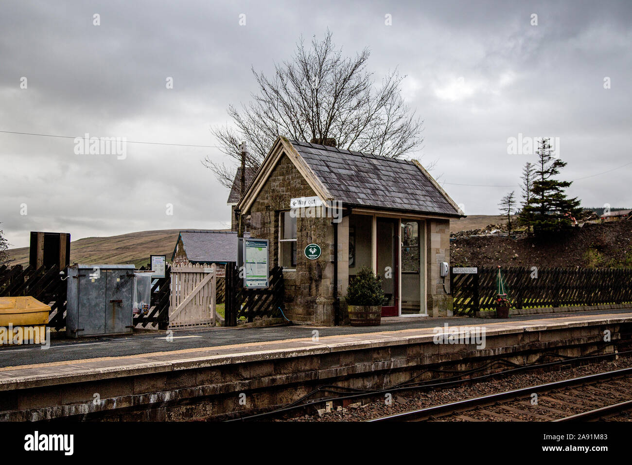 Dent stazione ferroviaria, Cowgill, South Lakeland District della Cumbria, la più alta al di sopra del livello del mare in Inghilterra a 1150 piedi Foto Stock
