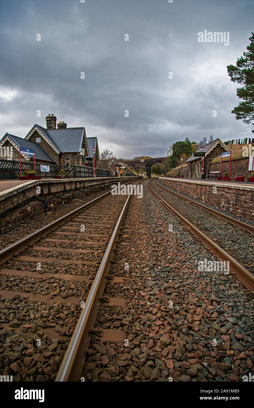 Dent stazione ferroviaria, Cowgill, South Lakeland District della Cumbria, la più alta al di sopra del livello del mare in Inghilterra a 1150 piedi Foto Stock