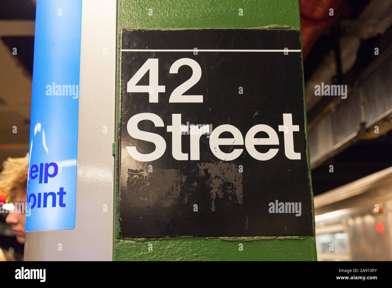 Times Square- 42nd Street La stazione della metropolitana di New York City, Stati Uniti d'America. Foto Stock