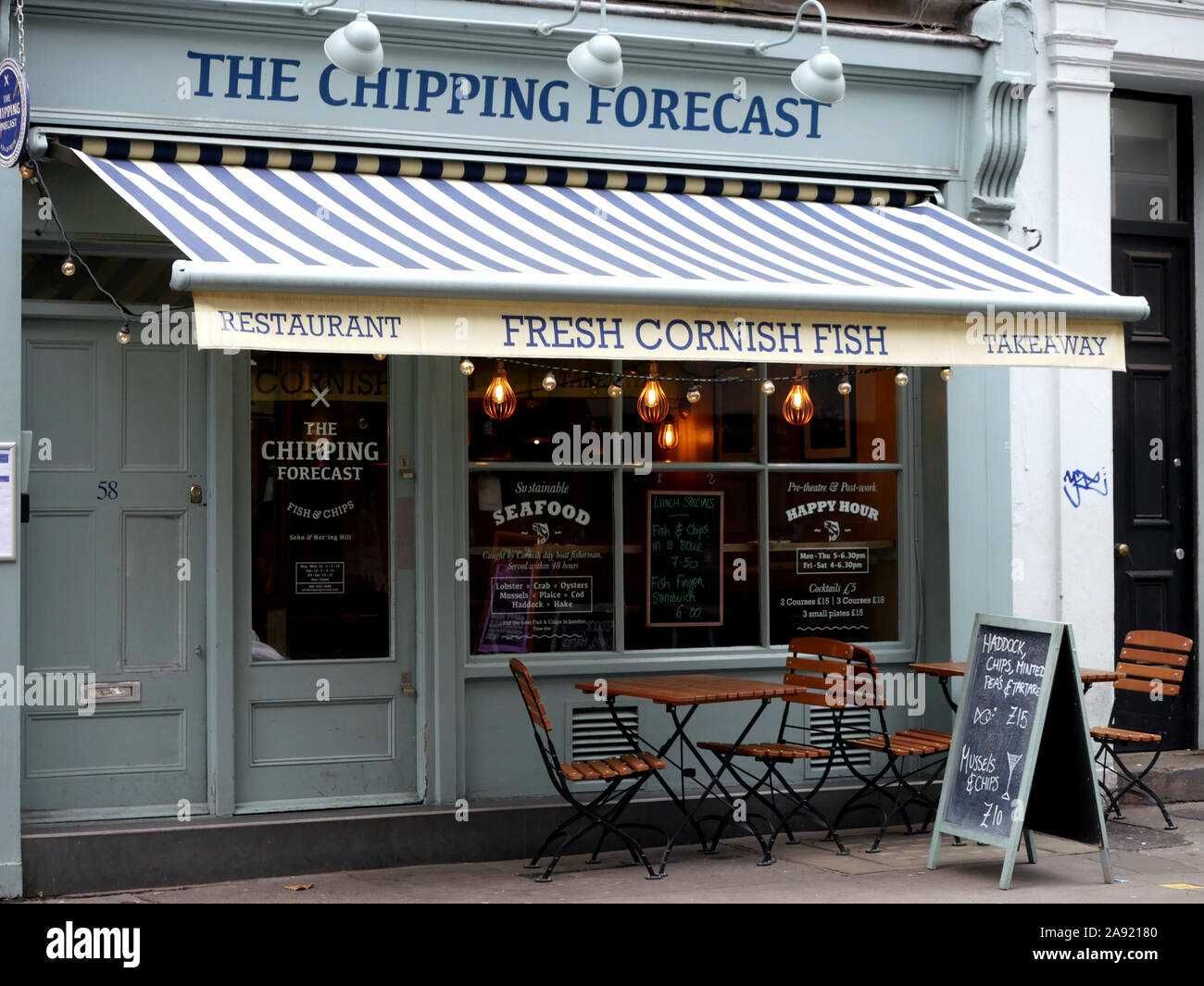 Chipping Meteo Ristorante , greco st, Soho, London, Regno Unito Foto Stock