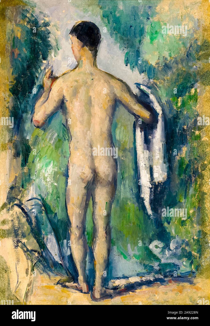 Paul Cezanne, bagnante permanente, visto dal retro, pittura, 1879-1882 Foto Stock