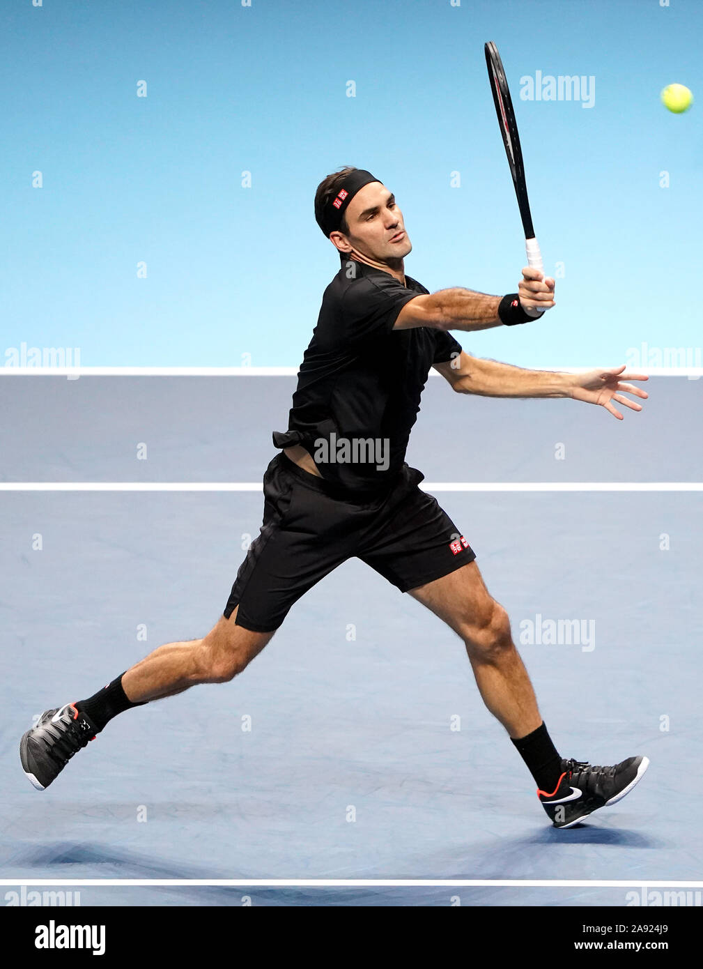 Roger Federer durante l'uomo singolo gruppo corrisponde al giorno tre della  Nitto ATP finali all'O2 Arena, Londra Foto stock - Alamy