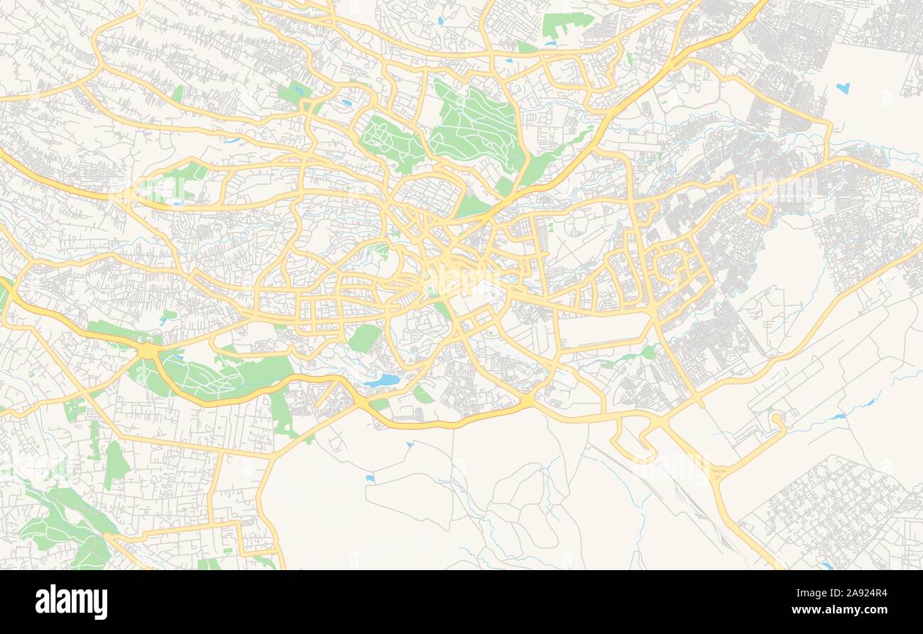 Versione stampabile cartina stradale di Nairobi, in Kenya. Mappa modello per uso aziendale. Illustrazione Vettoriale