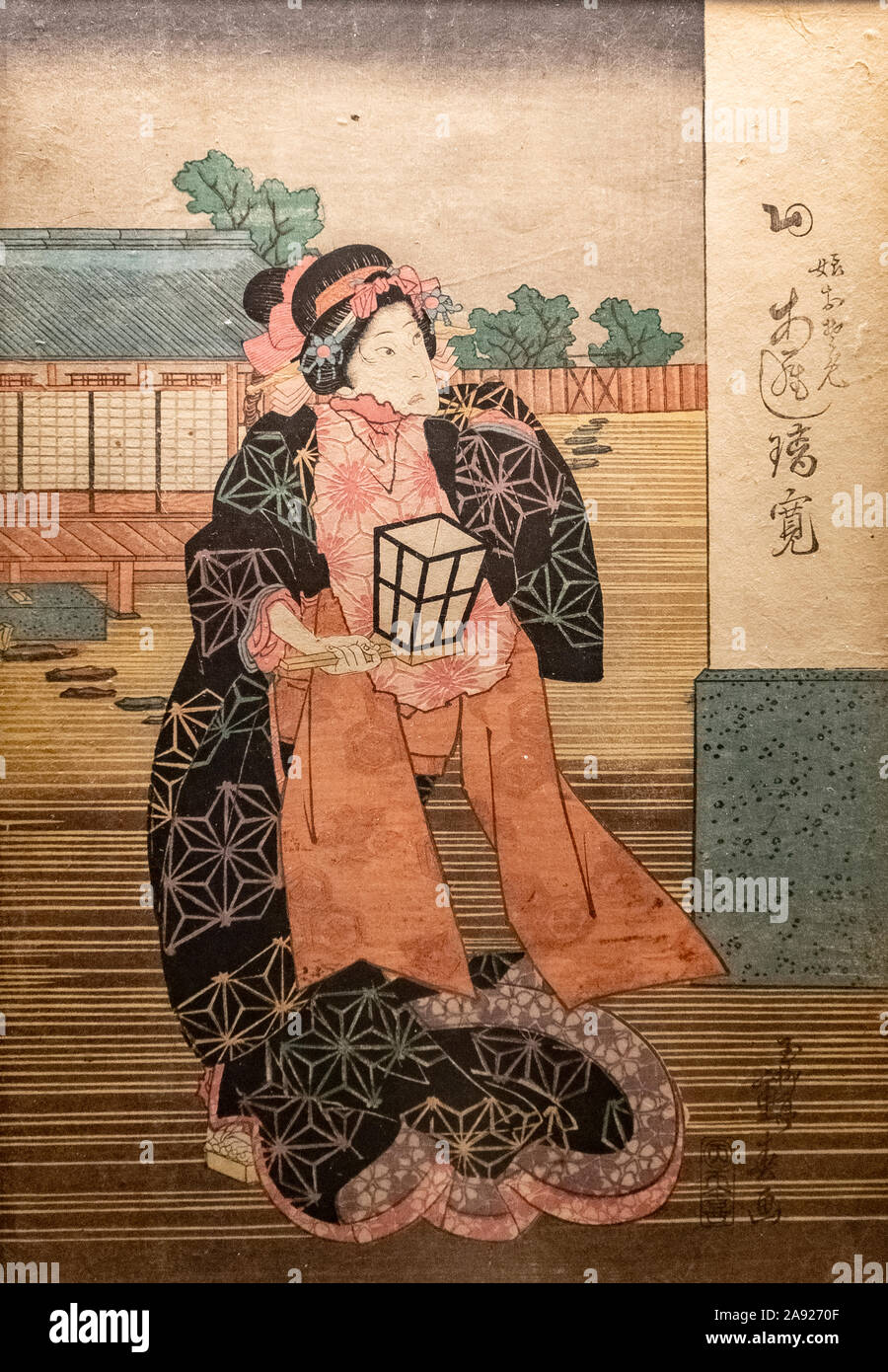 Italia Piemonte Torino - Palazzo Mazzonis - Mao Museo d'Arte Orientale ) - Museo di Arte Orientale - personaggio femminile con una lampada - Periodo Edo c. 1830 Foto Stock