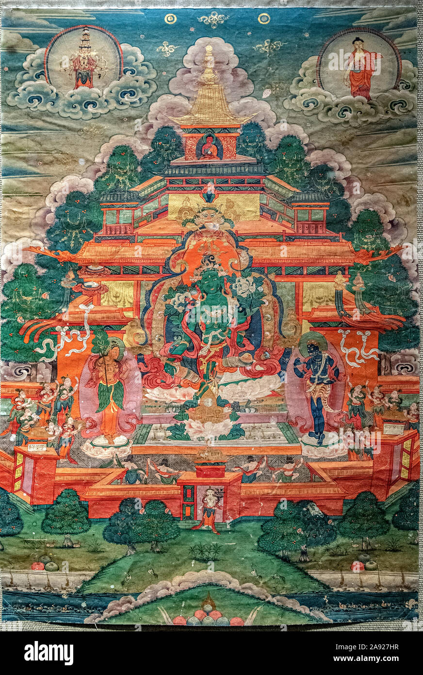 Italia Piemonte Torino - Palazzo Mazzonis - Mao Museo d'Arte Orientale ) - Museo di Arte Orientale - celeste del palazzo di Shymatara ( Tara Verde ) - Tibet del XVIII e XIX secolo - Tara, il ' Savioress" è una femmina di Bodhisattva che ha del miracoloso potere di rimuovere tutti i moduli pf pericolo fisico. il nome tara potrebbe anche essere interpretato come la ' ' a stella che illumina la parth di adept. Foto Stock