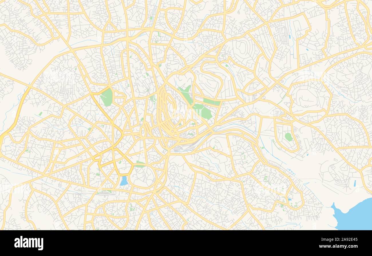 Versione stampabile cartina stradale di Kampala, Uganda. Mappa modello per uso aziendale. Illustrazione Vettoriale