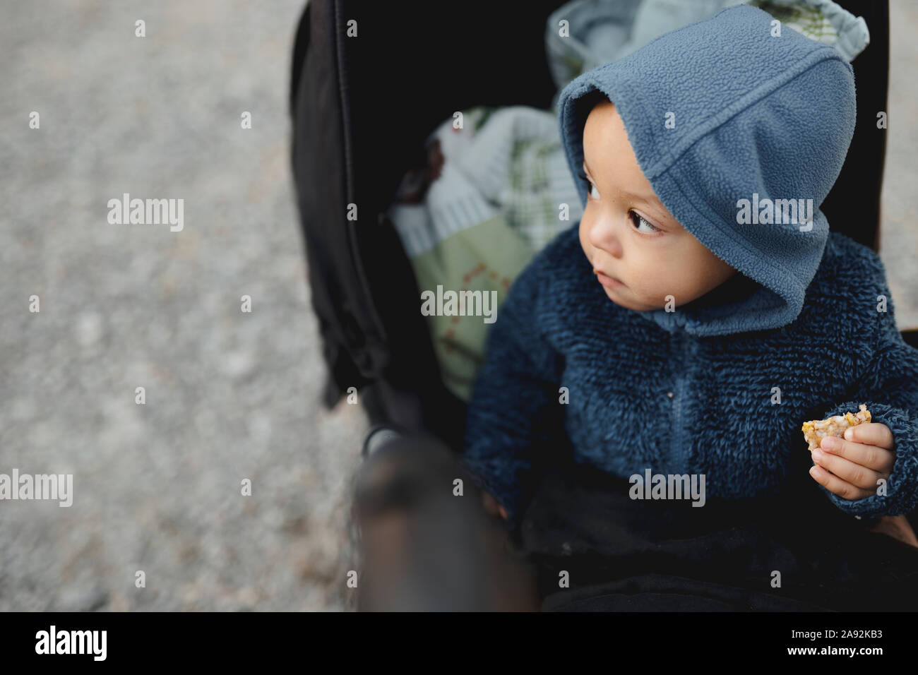 Baby boy nel contenuto della PRAM Foto Stock