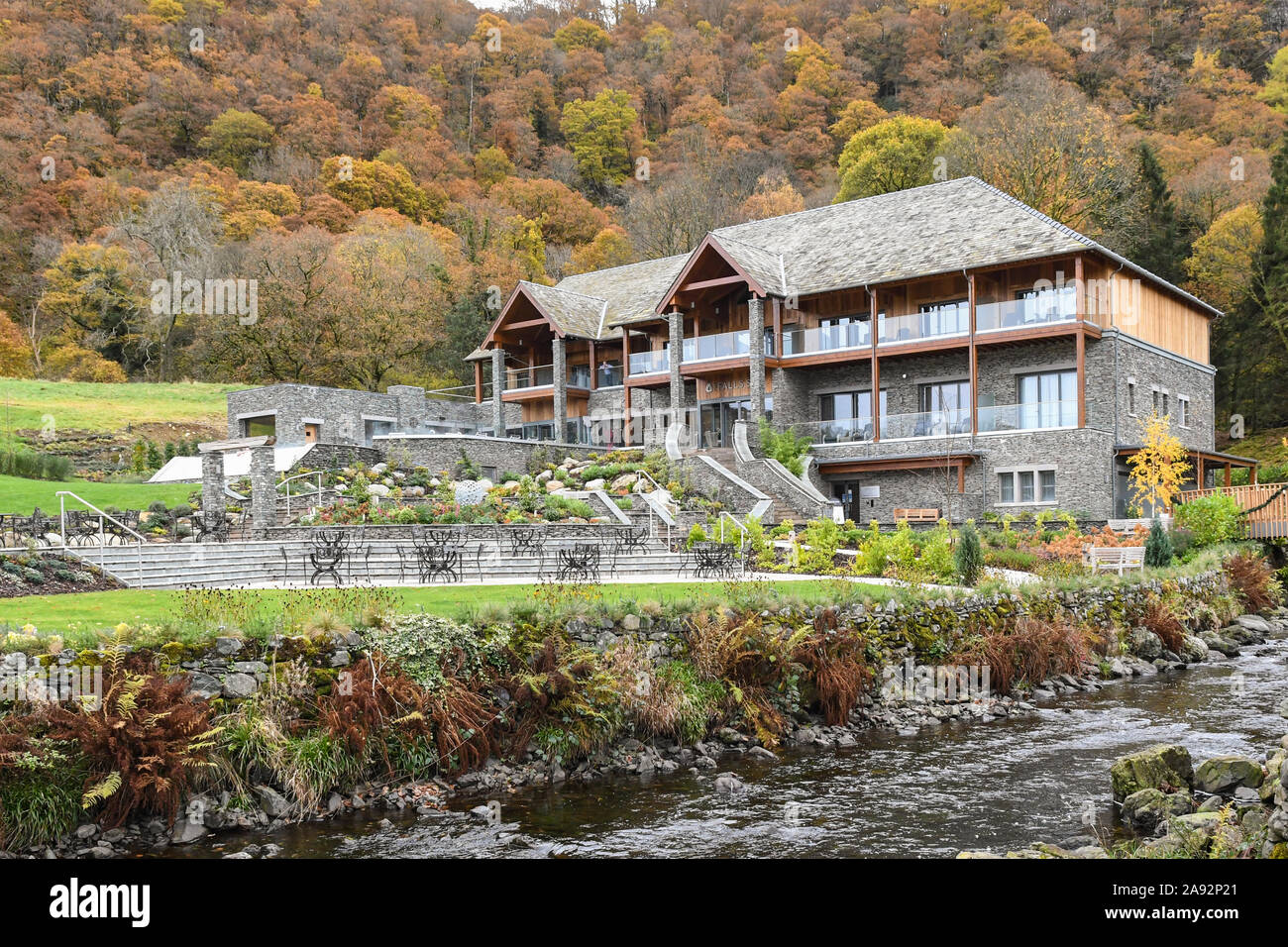 Le Cascate Spa presso la struttura Lodore Falls Hotel & Spa, Keswick, Cumbria, England, Regno Unito Foto Stock