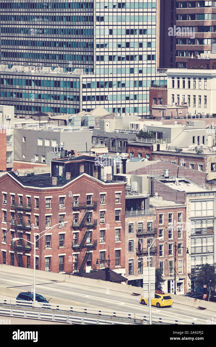New York City cityscape, tonificazione del colore applicato, STATI UNITI D'AMERICA. Foto Stock