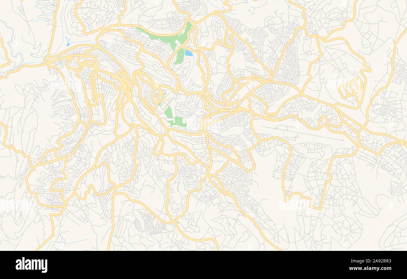 Versione stampabile cartina stradale di Kigali, Ruanda. Mappa modello per uso aziendale. Illustrazione Vettoriale