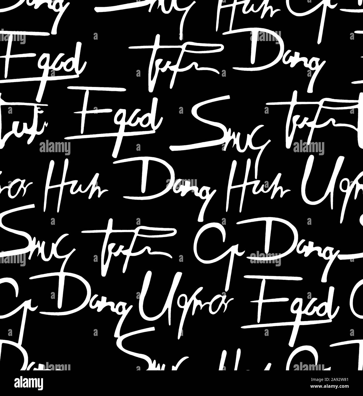 Lusso calligrafia Seamless Pattern in moda vintage stile. Pronto per la stampa tessile su sfondo nero. Foto Stock