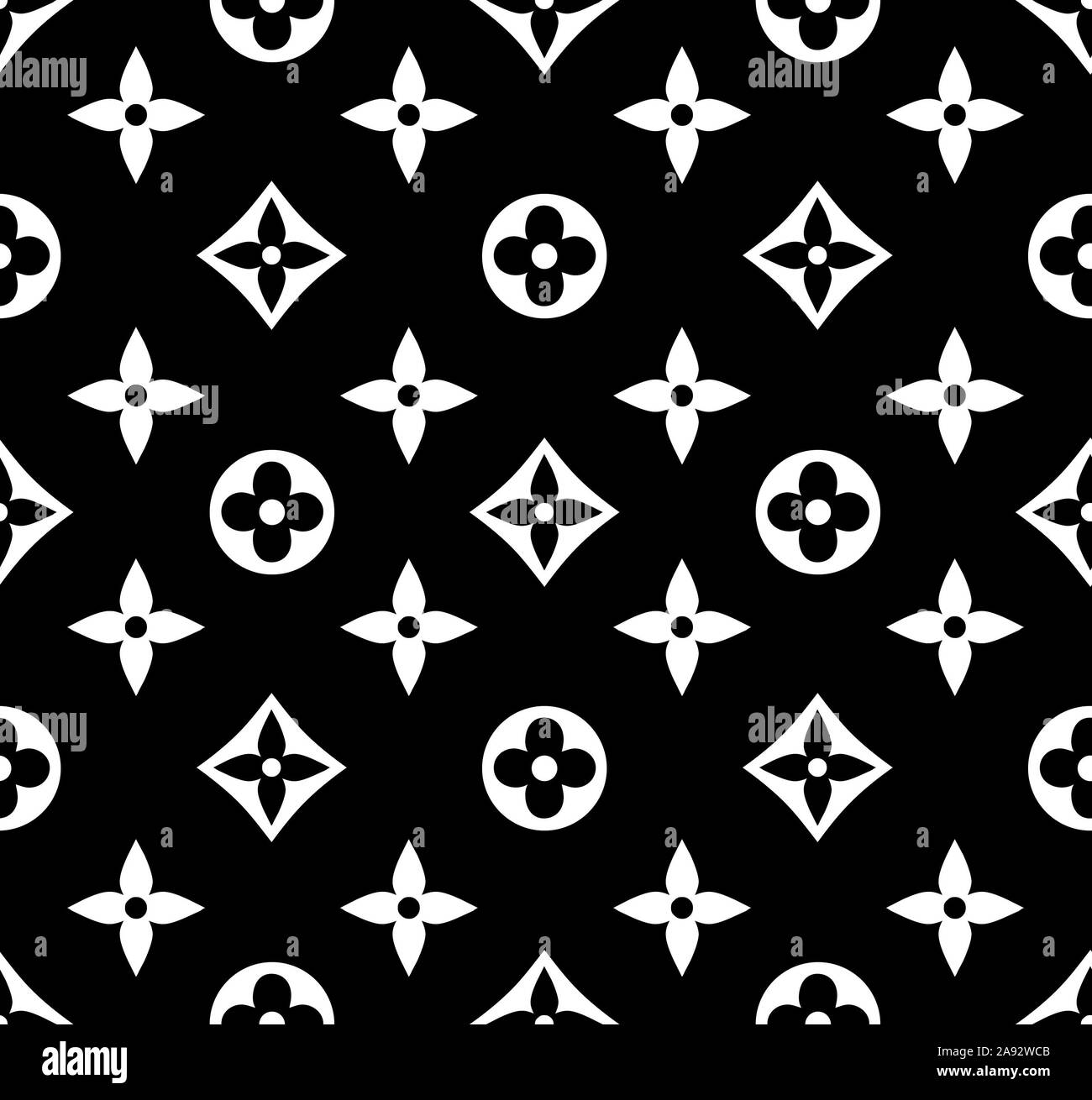 Il lusso geometrico Icona Seamless Pattern in moda vintage stile. Pronto per la stampa tessile su sfondo nero. Foto Stock