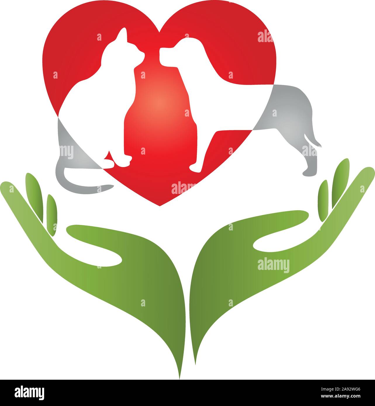 Le mani, gatto, cane, animali, logo Illustrazione Vettoriale
