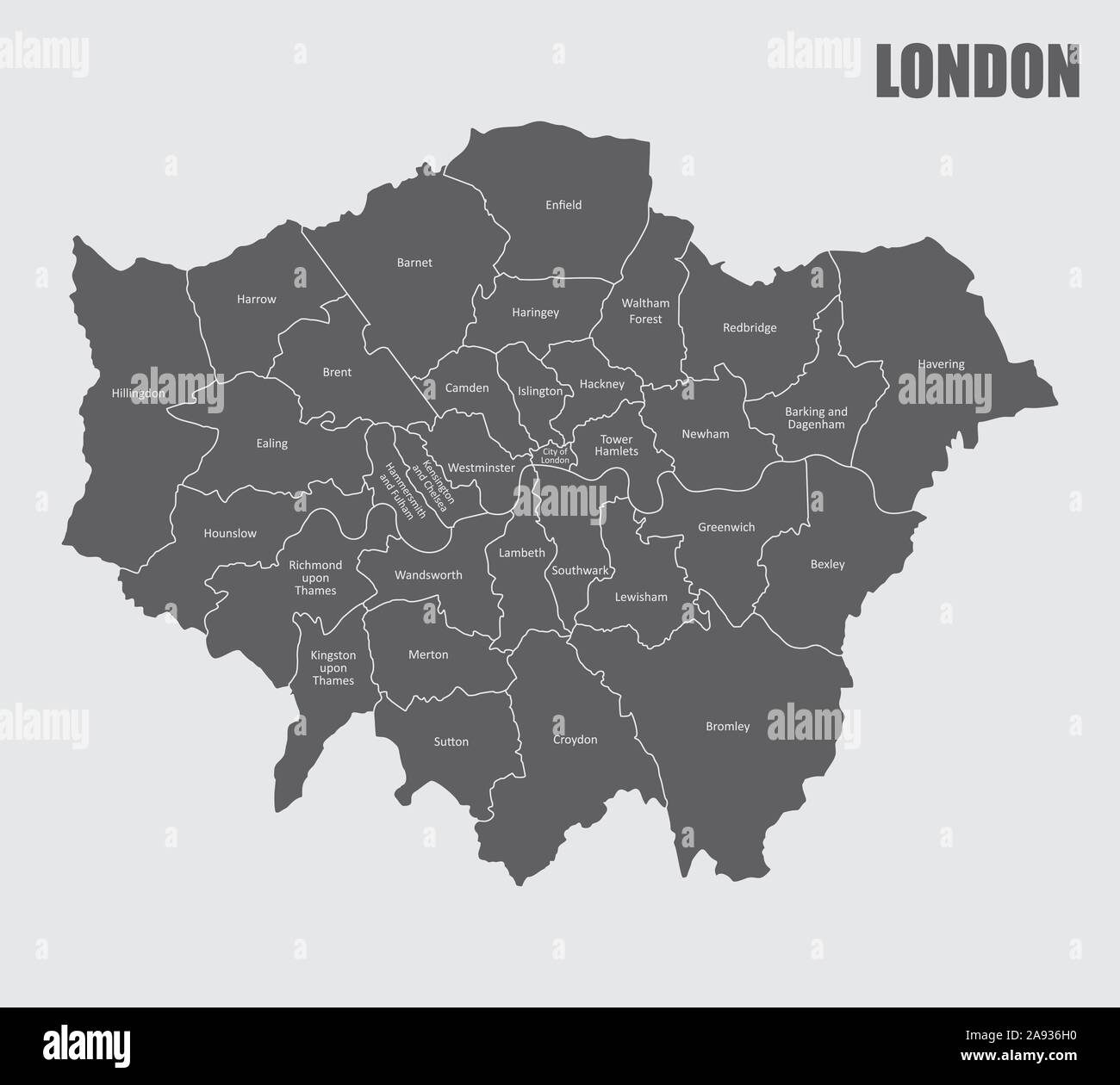Londra regioni mappa Illustrazione Vettoriale