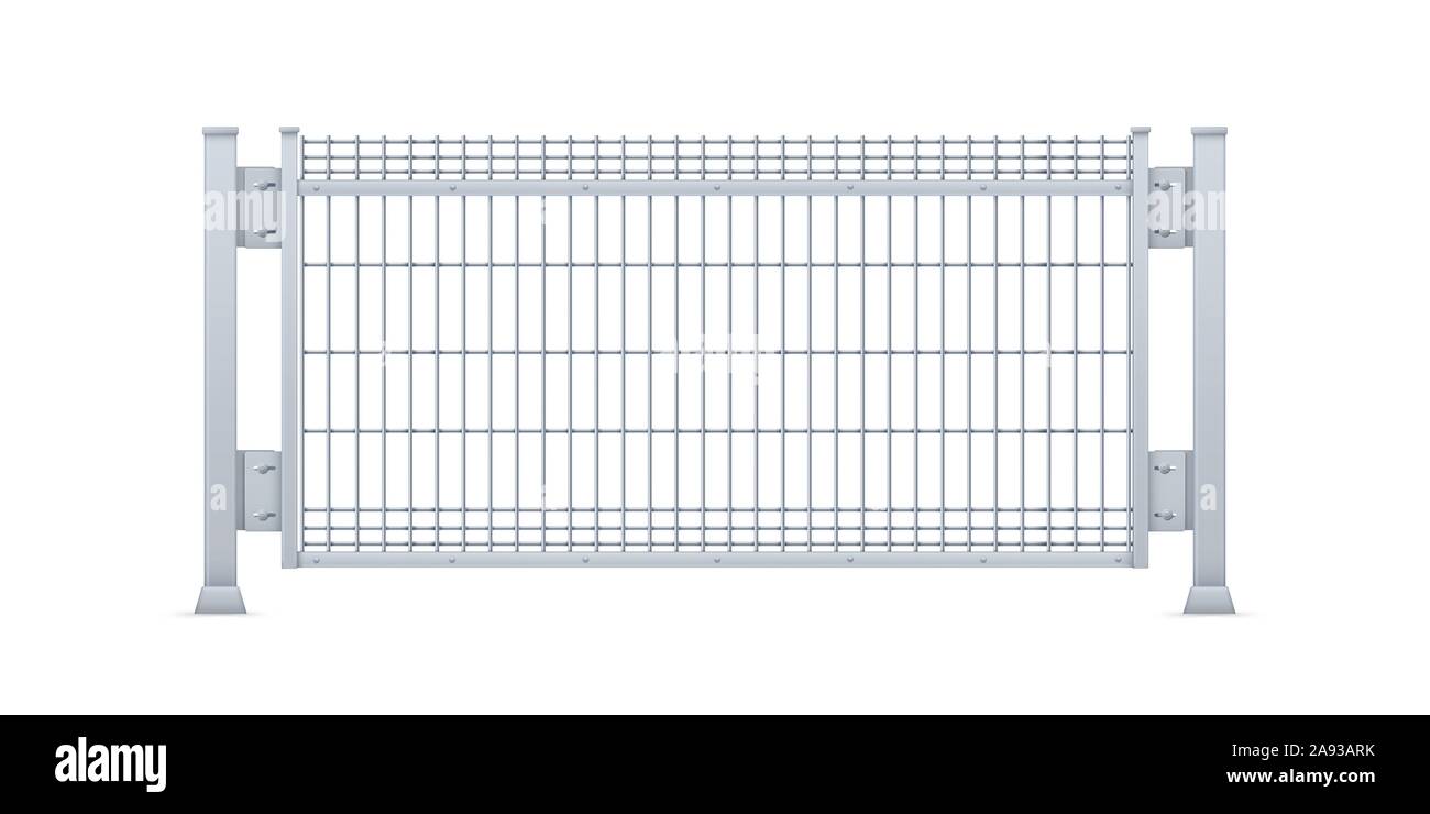Vettore realistici in lamiera zincata pannello di recinzione. Rettangolare a maglia di acciaio del tipo a V. Illustrazione Vettoriale