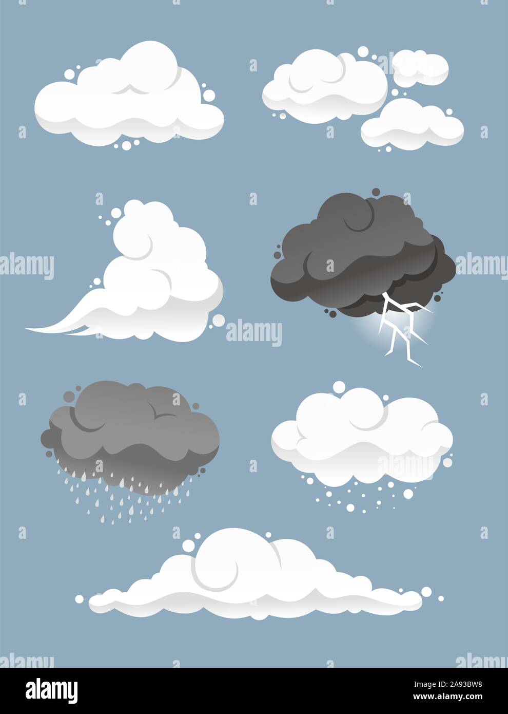 Vector cartoon set di cloud Illustrazione Vettoriale