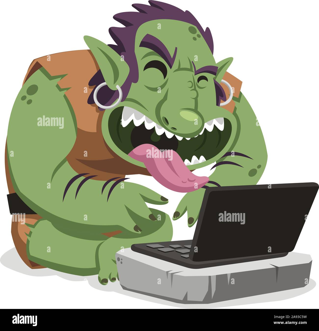 Internet troll cartoon illustrazione Illustrazione Vettoriale