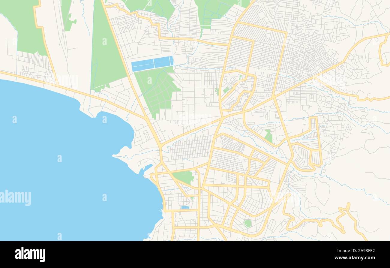Versione stampabile cartina stradale di Bujumbura, Burundi. Mappa modello per uso aziendale. Illustrazione Vettoriale