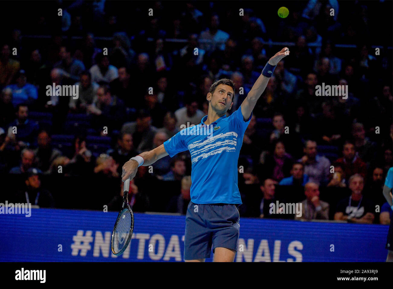 Londra, UK, 12 Nov 2019, nole djokovic ,srb, durante Nitto ATP Finals - Novak Đokovic Vs Dominic Thiem - Tennis intenzionali - Credito: LPS/Roberto Zanettin/Alamy Live News Foto Stock