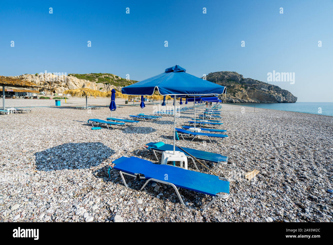 Bella giornata d'estate sulla spiaggia Traounou Rodi Grecia Europa Foto Stock