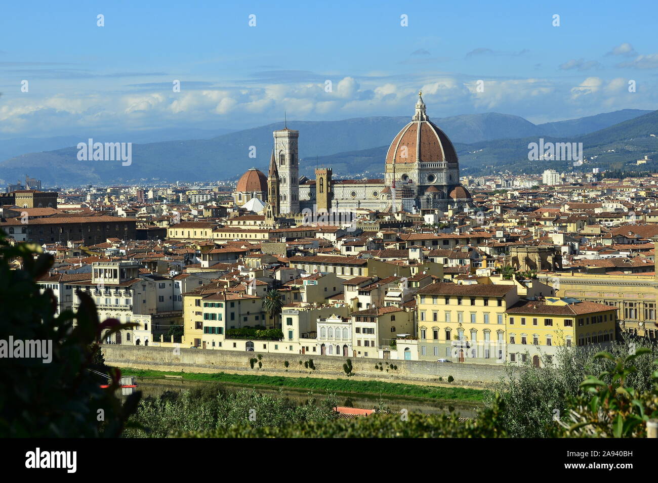Orizzonte di Firenze con la chiesa di Santa Maria del Fiore. Foto Stock