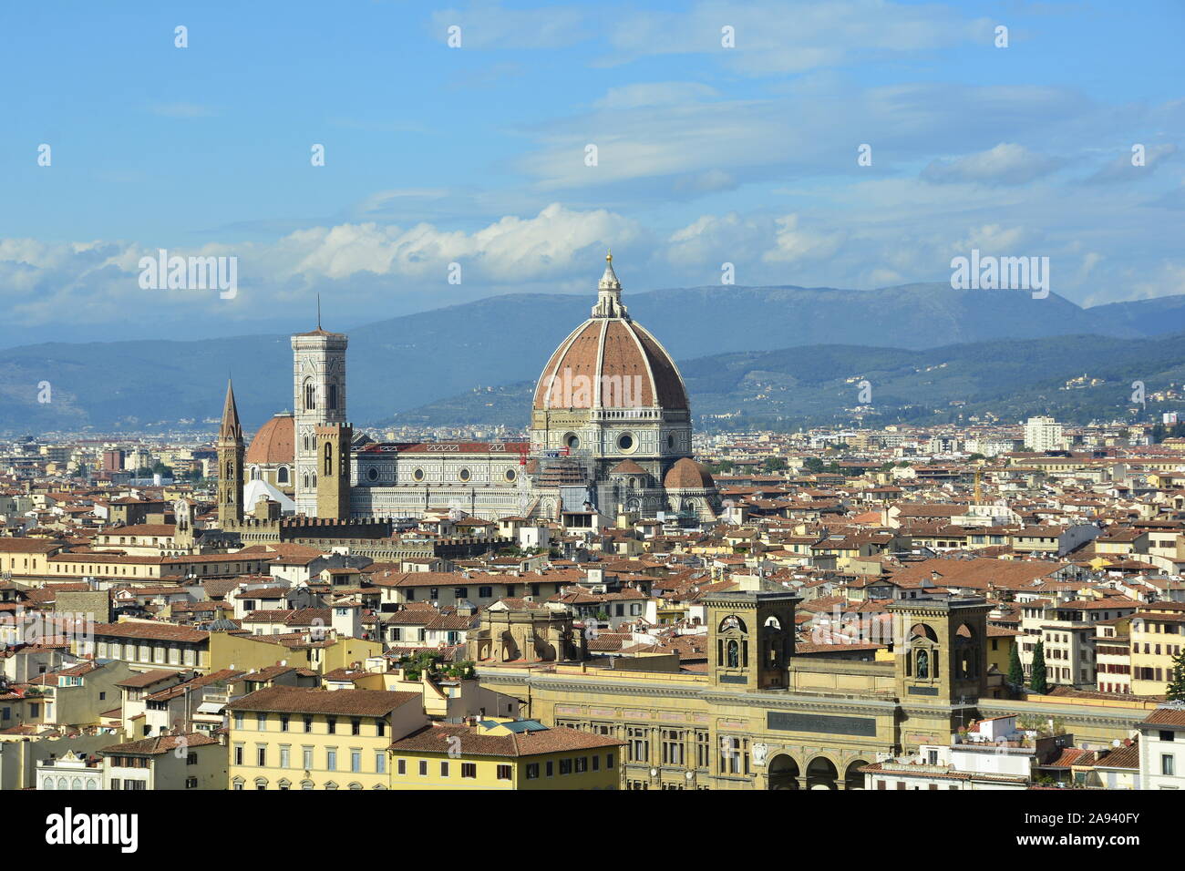 Orizzonte di Firenze con la chiesa di Santa Maria del Fiore. Foto Stock
