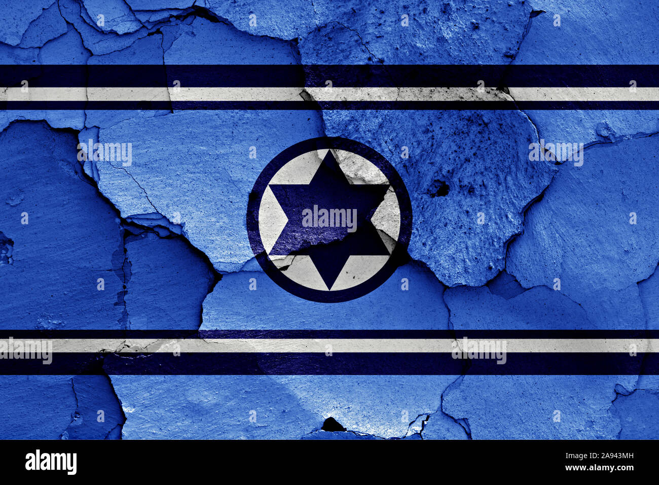 Bandiera di Israele Air Force dipinta sulla parete incrinato Foto Stock