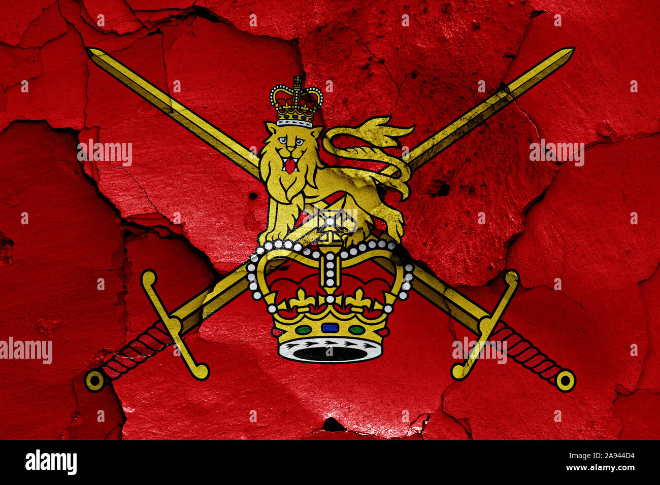 Bandiera dell'Esercito britannico dipinta sulla parete incrinato Foto Stock