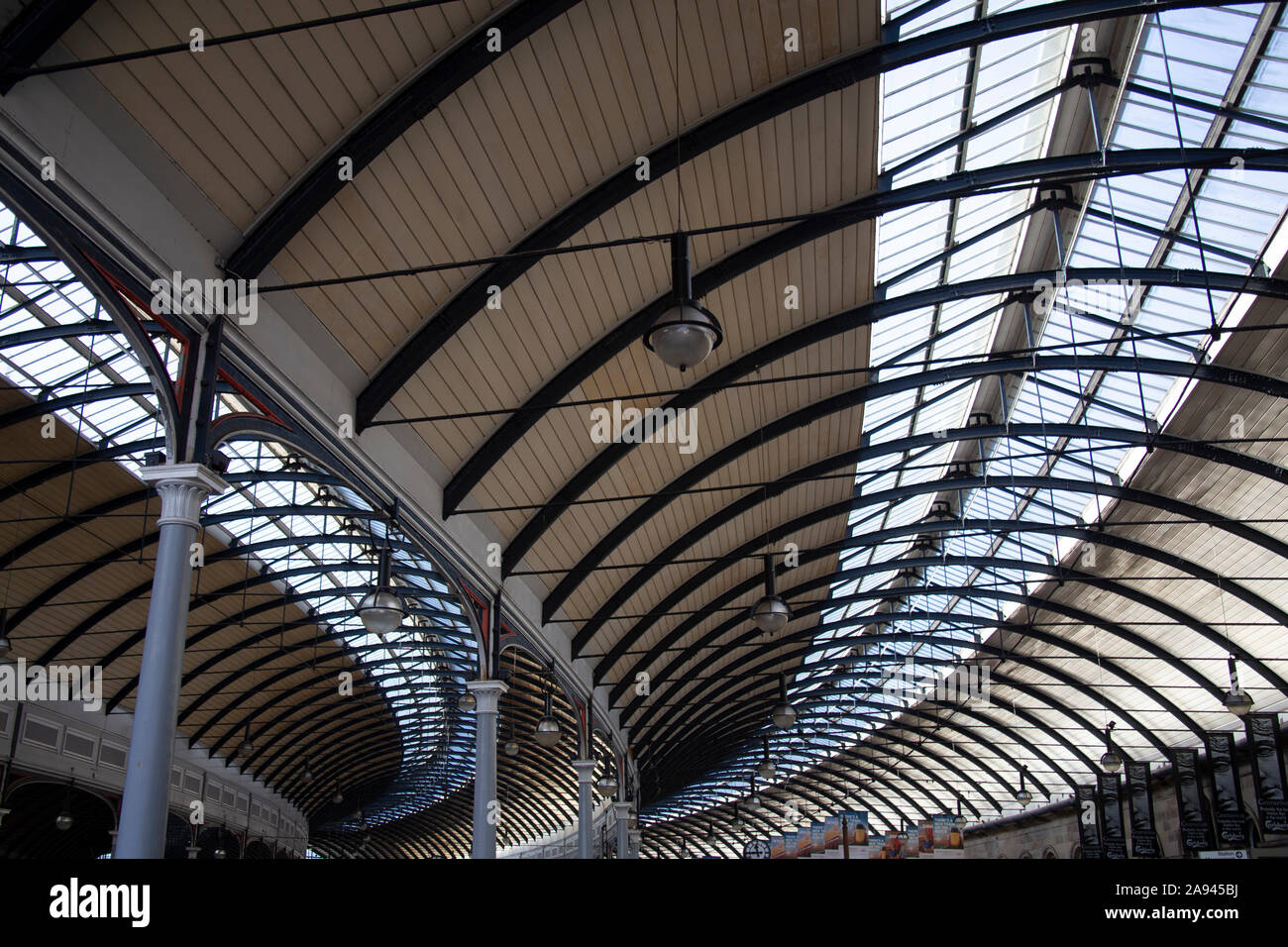 Il tetto di Newcastle stazione ferroviaria, Newcastle upon Tyne, nel nord est dell'Inghilterra, Regno Unito Foto Stock