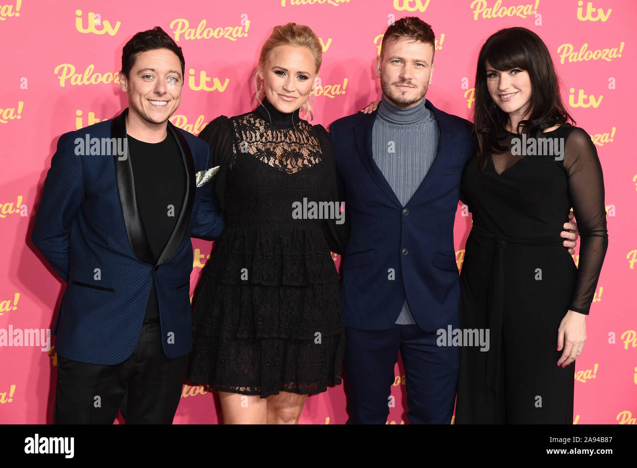 Londra, Regno Unito. 12 novembre 2019: ceneri Palmaciano, Amy Walsh, Matthew Wolfenden e Laura Norton arriva per la ITV Palooza presso la Royal Festival Hall di Londra. Immagine: Steve Vas/Featureflash Foto Stock