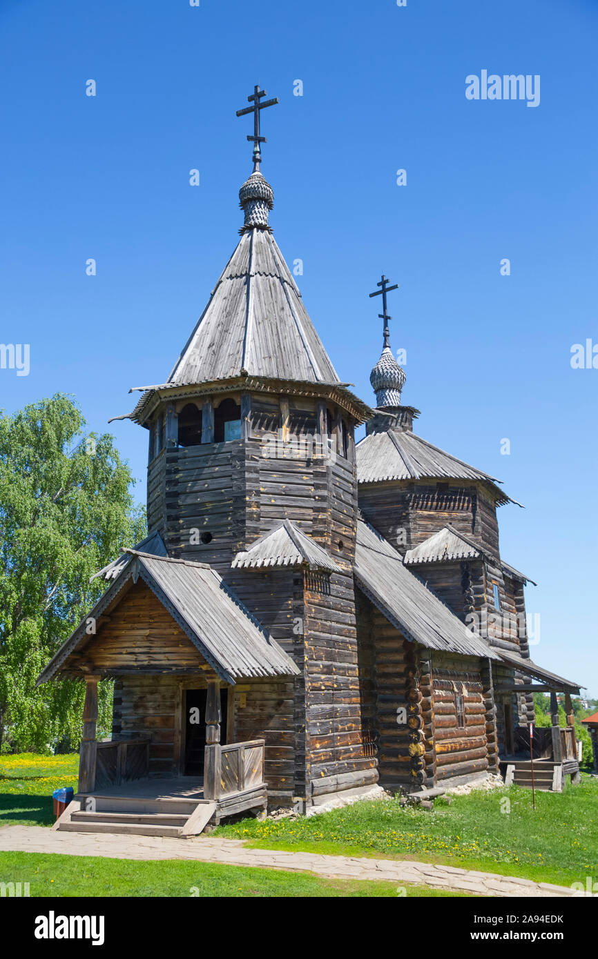 Edificio in legno della chiesa, Museo di architettura in legno; Suzdal, Vladimir Oblast, Russia Foto Stock