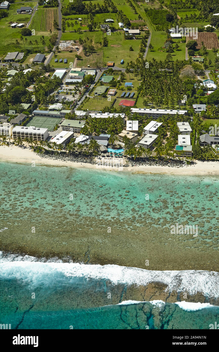 Edgewater Resort Rarotonga Isole Cook, South Pacific - aerial Foto Stock