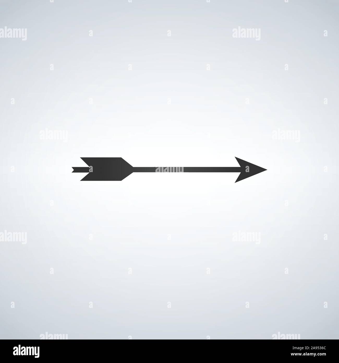 Bow icona a forma di freccia piatta. Pittogramma nero su sfondo bianco. Illustrazione Vettoriale simbolo. Illustrazione Vettoriale