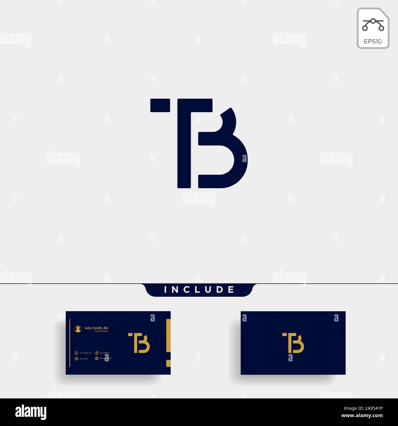 Lettera TB BT T B Logo Design semplice vettore Illustrazione Vettoriale