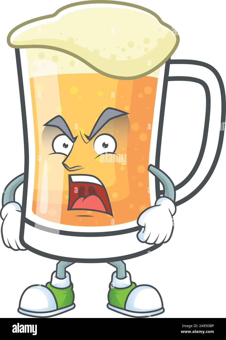 Boccale di birra di alcool in arrabbiato cartoon Illustrazione Vettoriale