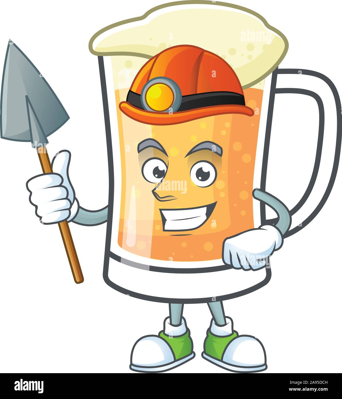 Boccale di birra di alcool in minatore cartoon Illustrazione Vettoriale