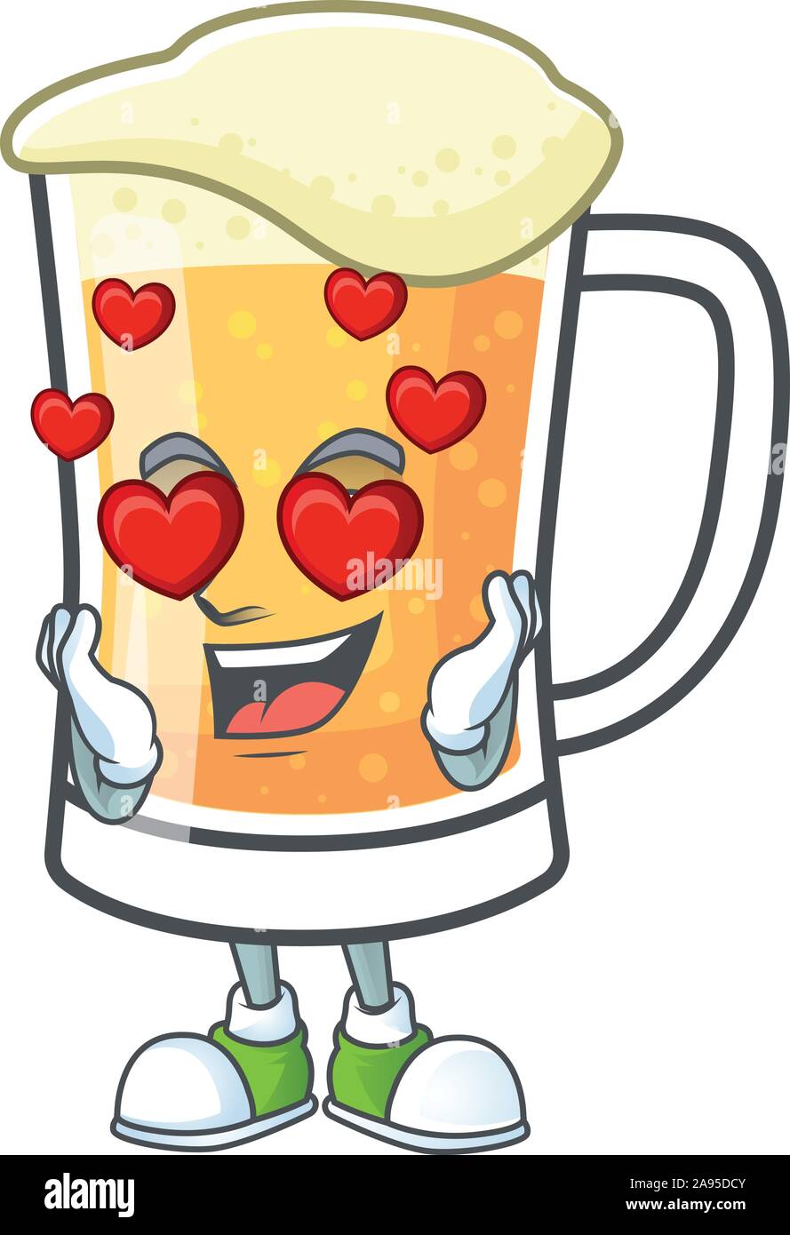 Boccale di birra di alcool in amore cartoon Illustrazione Vettoriale