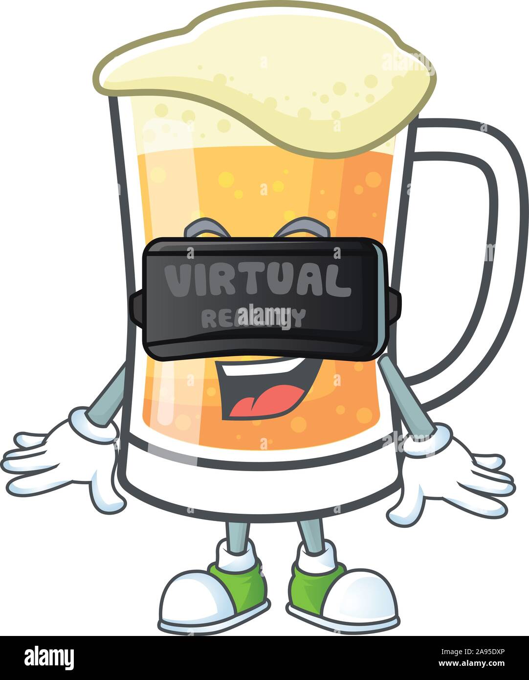 Boccale di birra di alcool in realtà virtuale cartoon Illustrazione Vettoriale