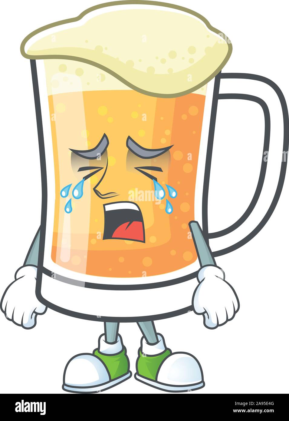 Boccale di birra di alcool in pianto cartoon Illustrazione Vettoriale