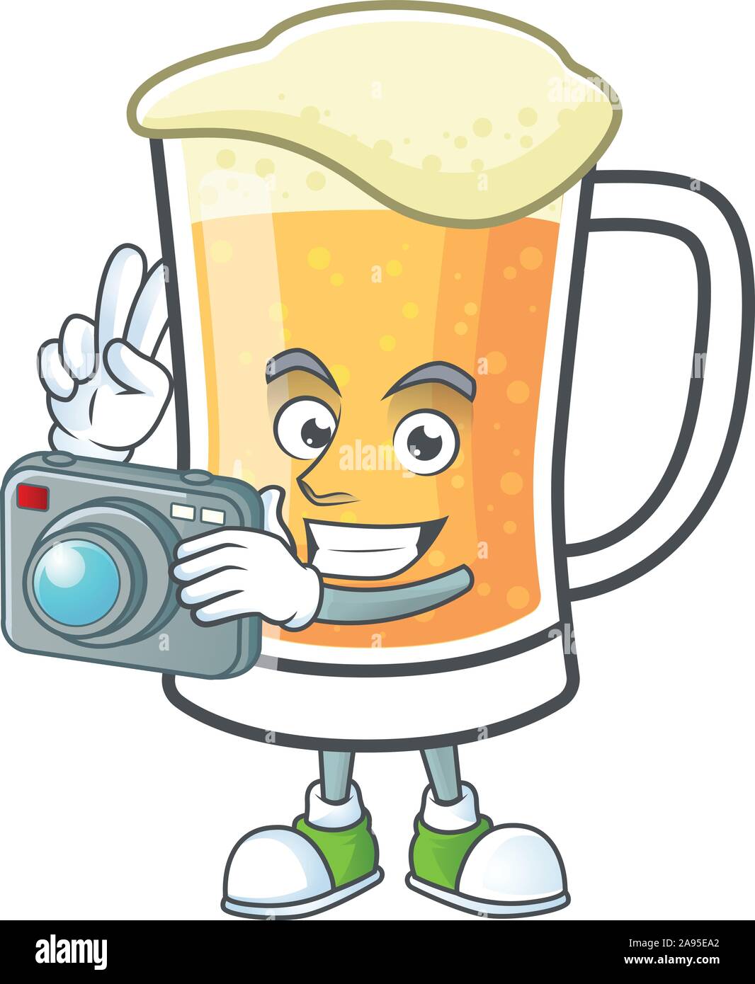 Boccale di birra di alcool in cartoon fotografo Illustrazione Vettoriale