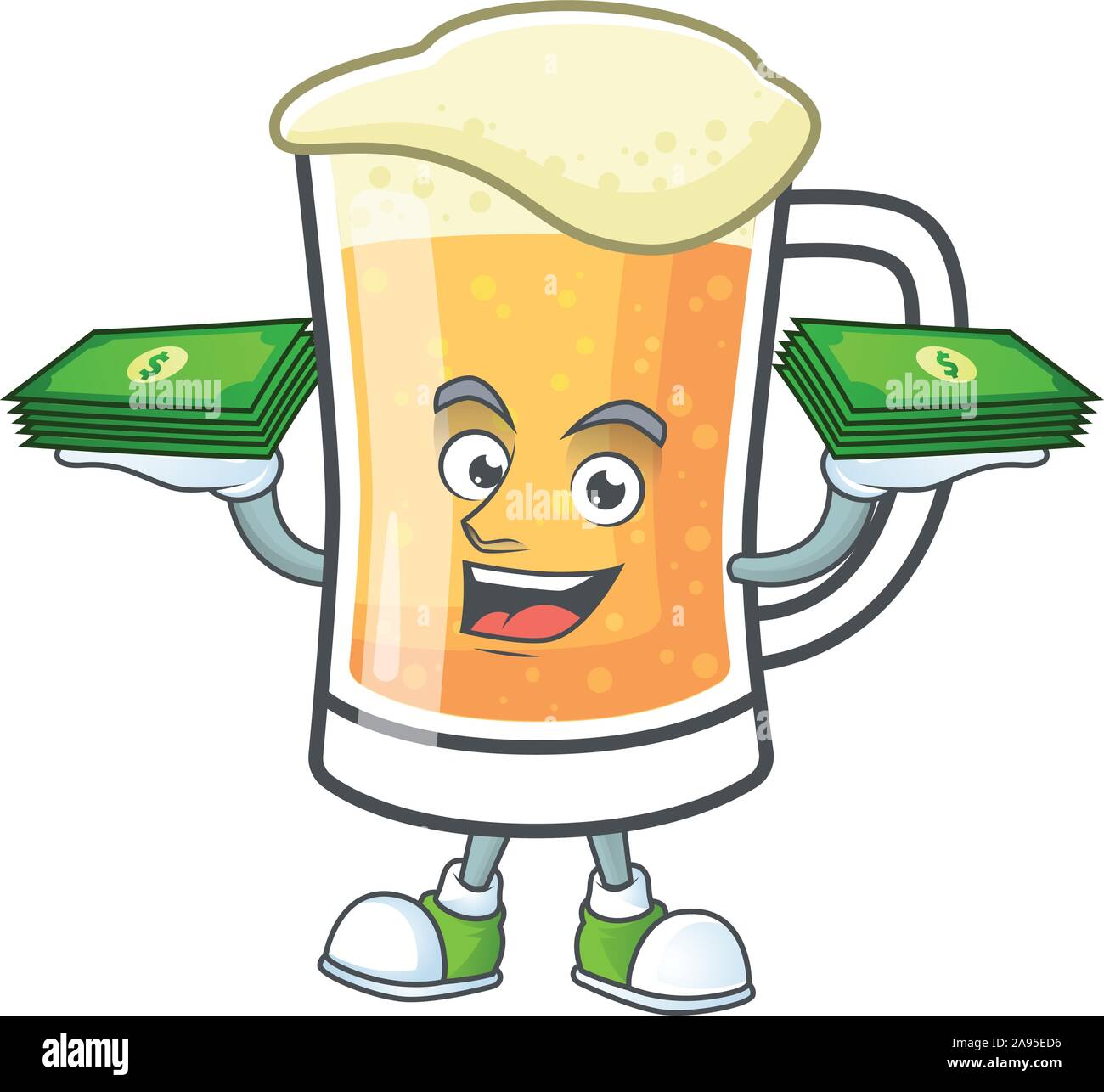 Boccale di birra di alcool nel detenere fondi cartoon Illustrazione Vettoriale