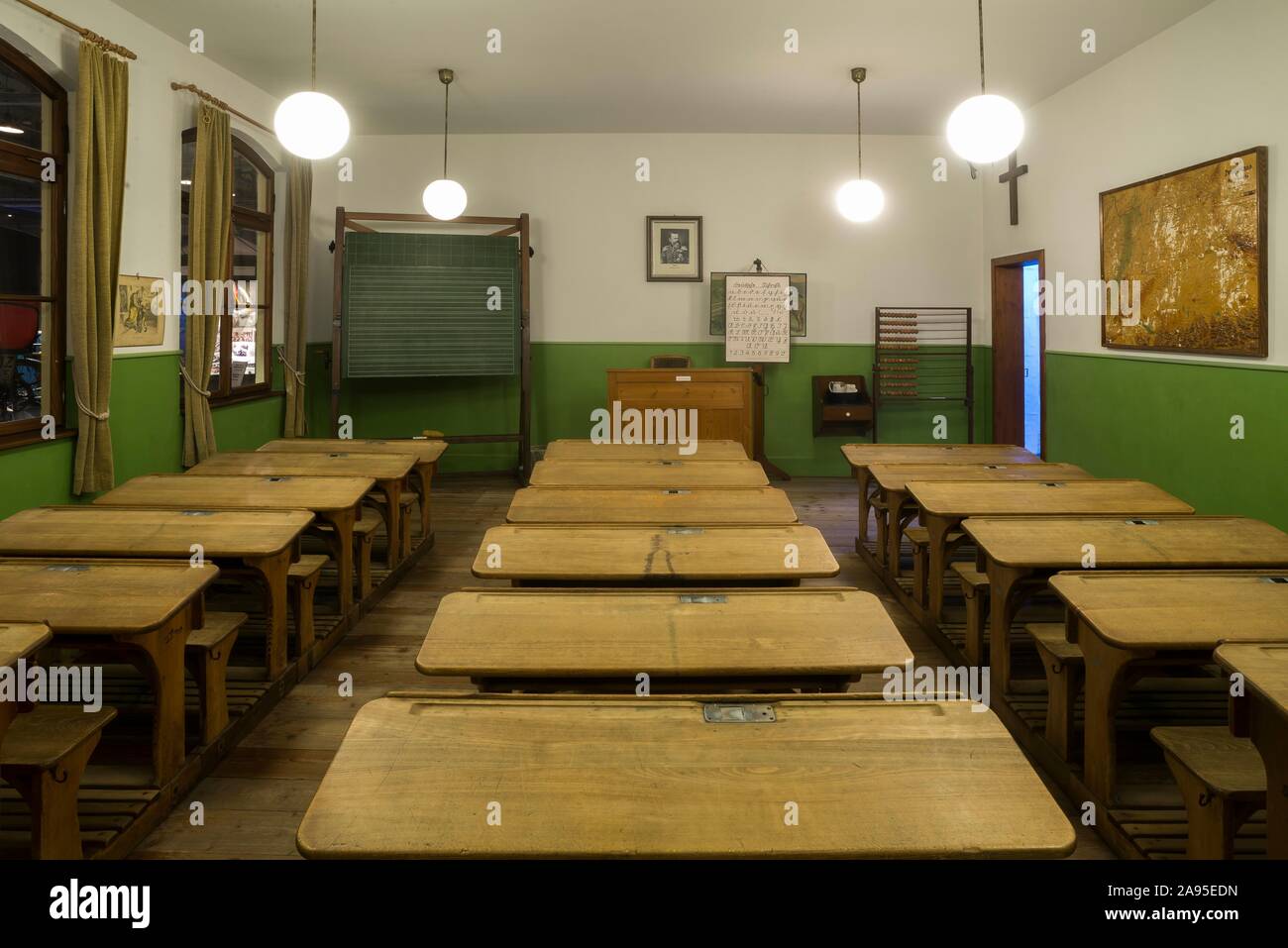 Classroom intorno 1955, museo della cultura industriale, Norimberga, Media Franconia, Baviera, Germania Foto Stock